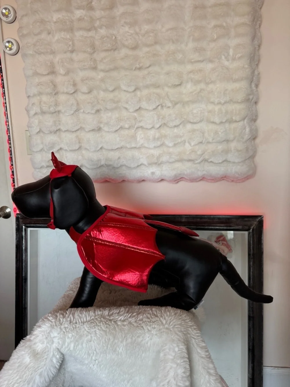 Red Metallic Pet Costume Cape for Dogs - Decorative Harness Halloween costume